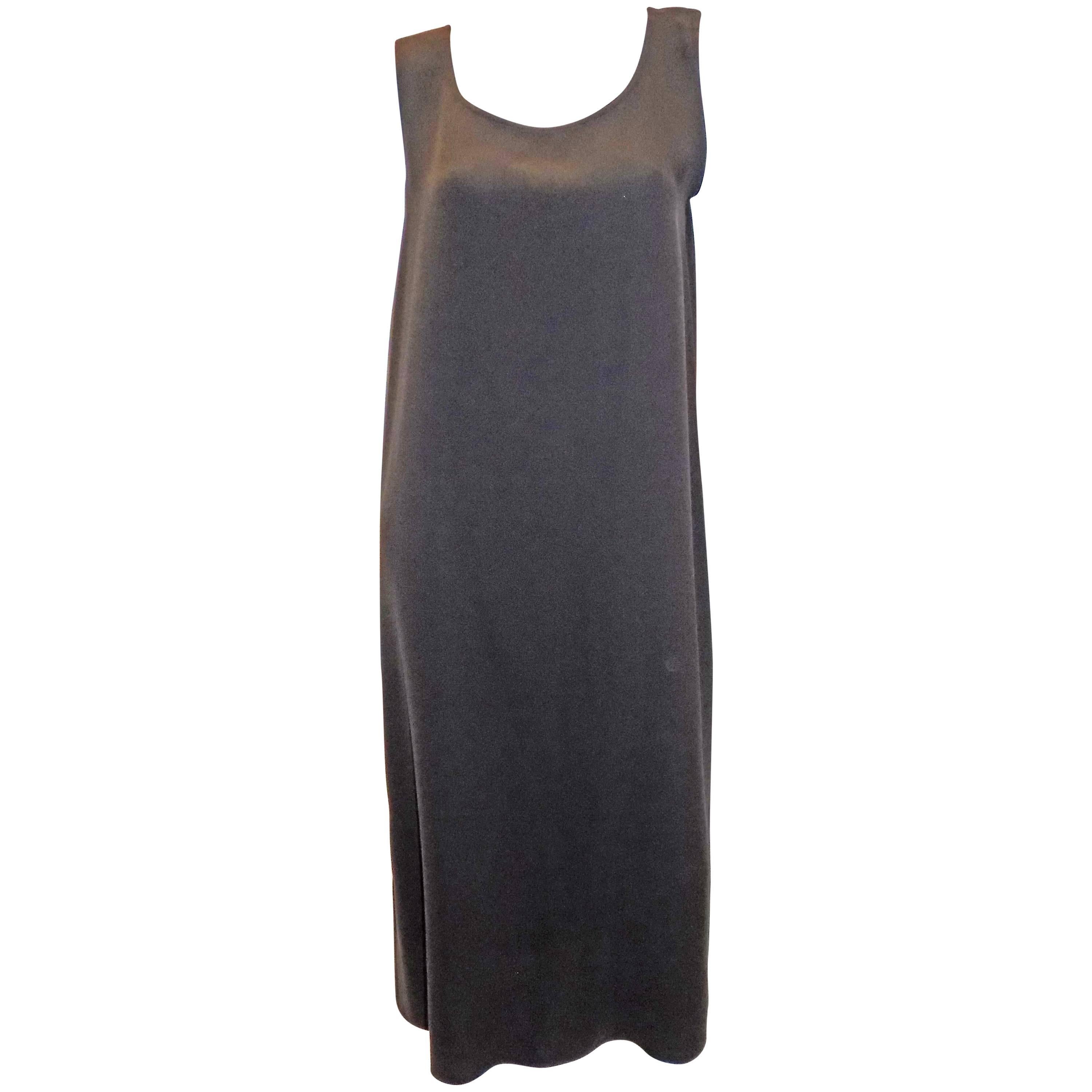 Zoran brown silk sleeveless long  dress   For Sale