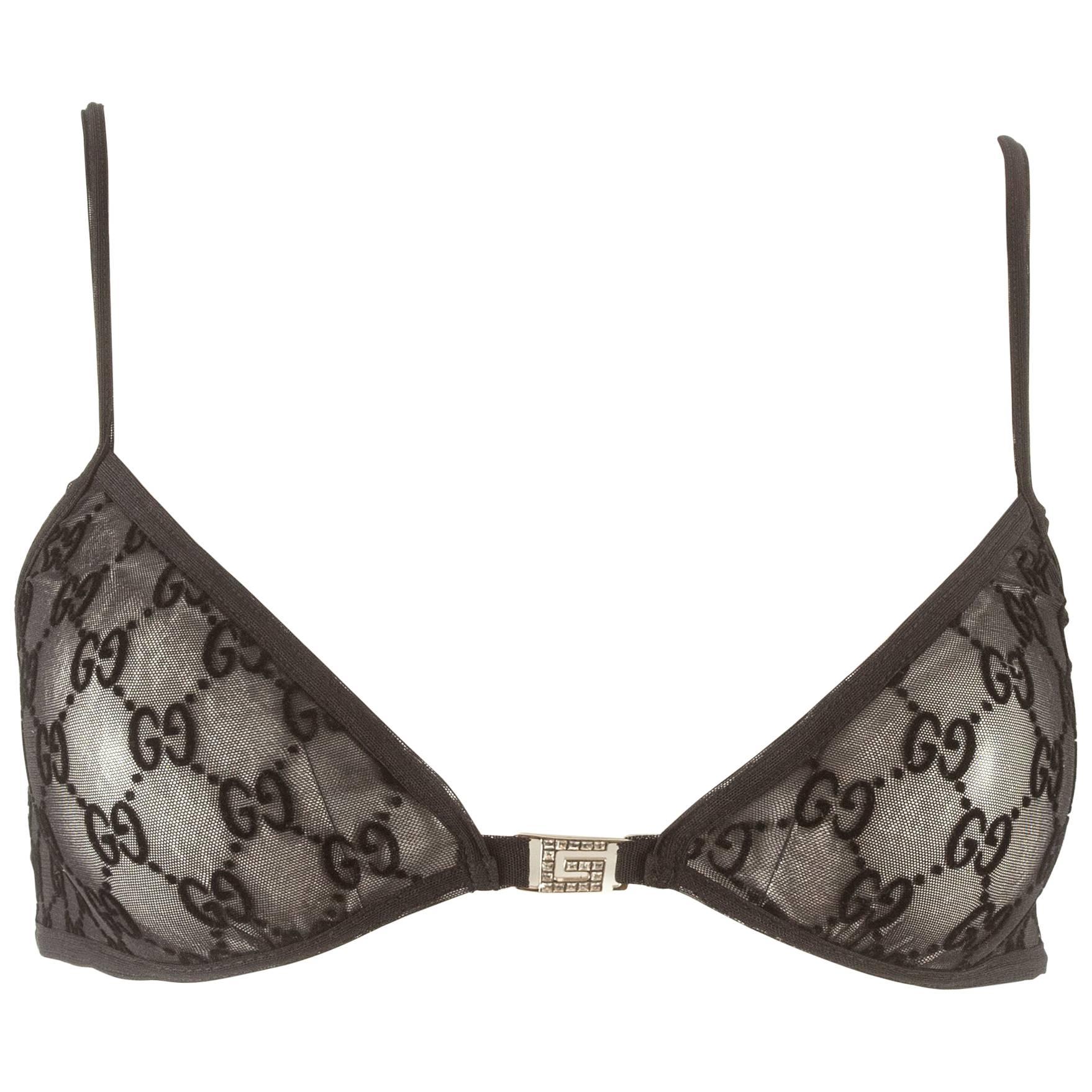 Tom Ford for Gucci black sheer net monogram bra, Spring-Summer 1998