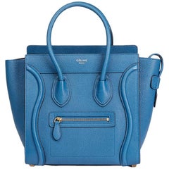 2015 Celine Sea Blue Chevre Goatskin Leather Micro Luggage Tote 