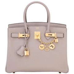 Hermes 30 Gris Asphalte Dove Grey Togo Gold Hardware A Stamp Birkin Bag