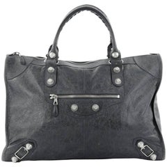 Balenciaga Weekender Giant Studs Handbag Leather