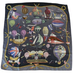 Hermes Vintage Silk Carre Scarf "Les Folies du Ciel" by Loic Dubigeon