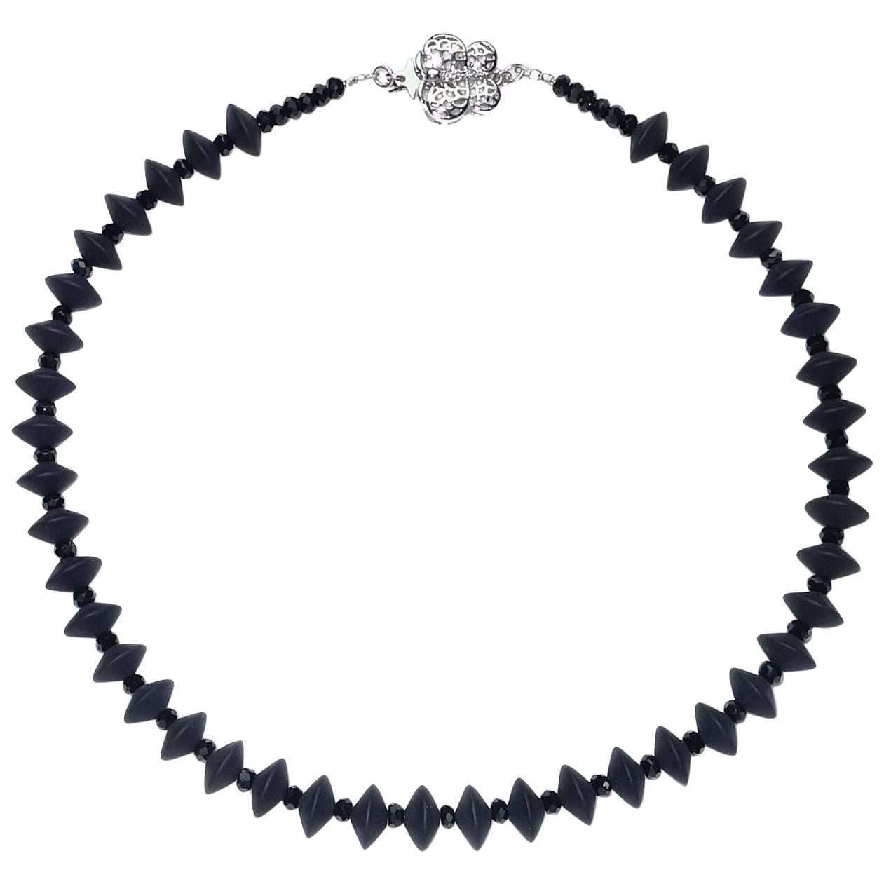 AJD Black Onyx and Black Spinel Choker Necklace