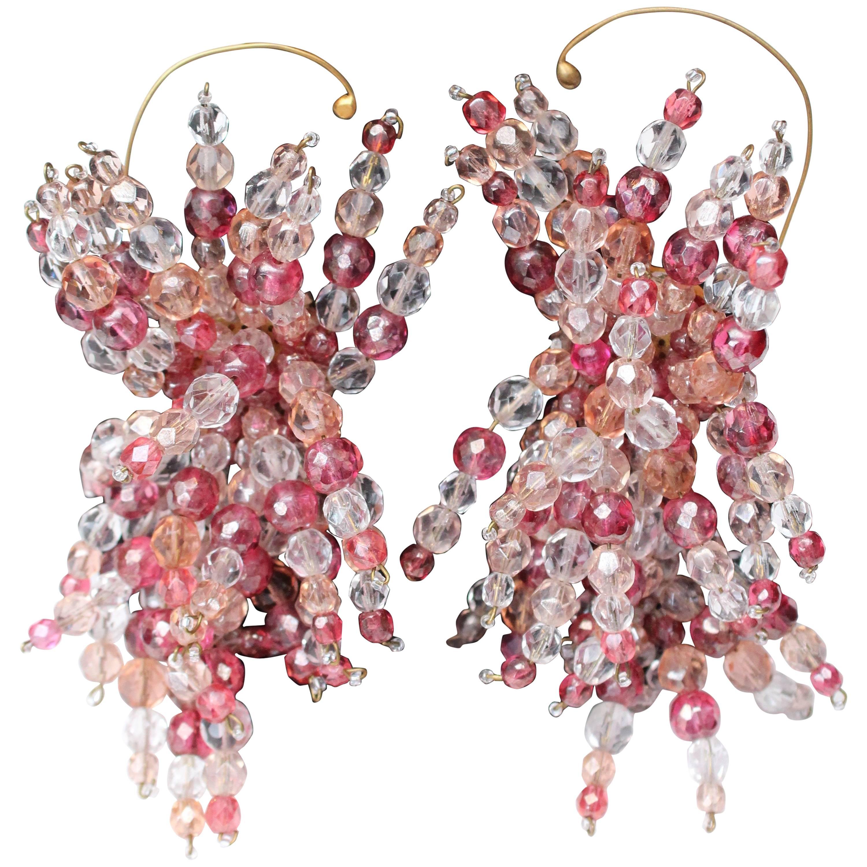 1960s Coppola e Toppo spectacular pink “fireworks” earrings