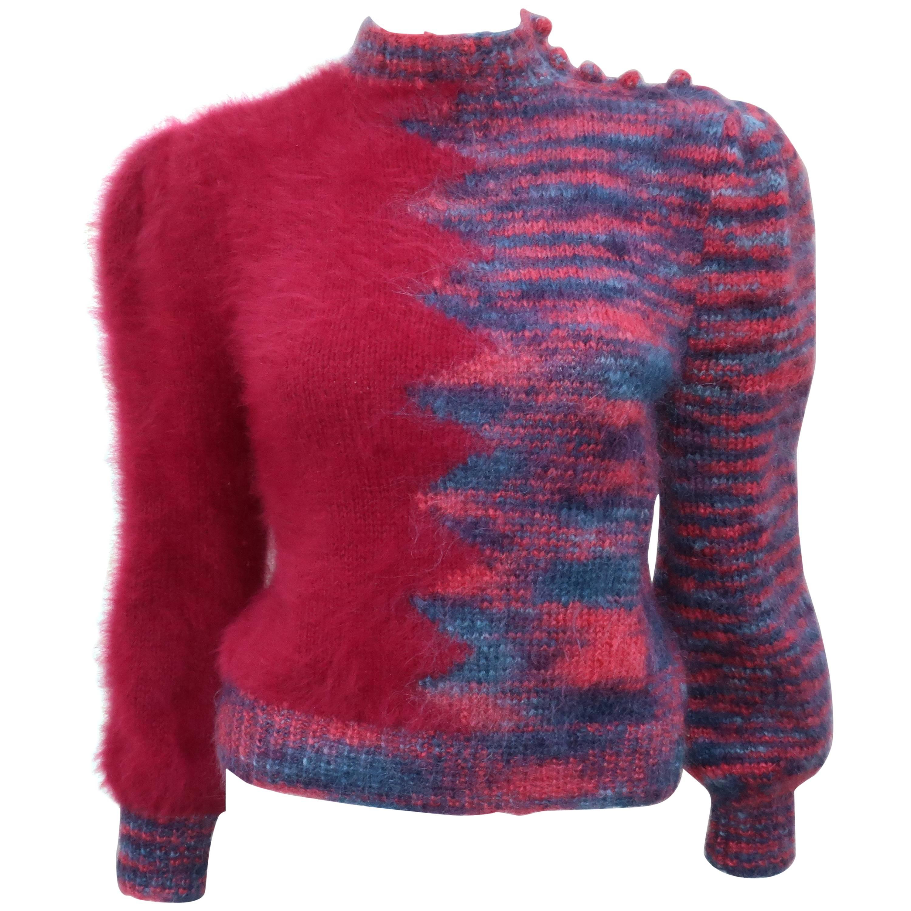 1970s Cranberry Red Angora Sweater