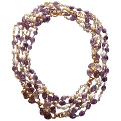 Collier trèfle en améthyste de Goossens Paris