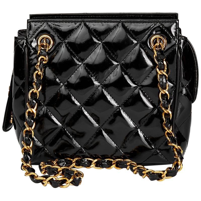 1994 Chanel Black Patent Leather Vintage Timeless Shoulder Bag