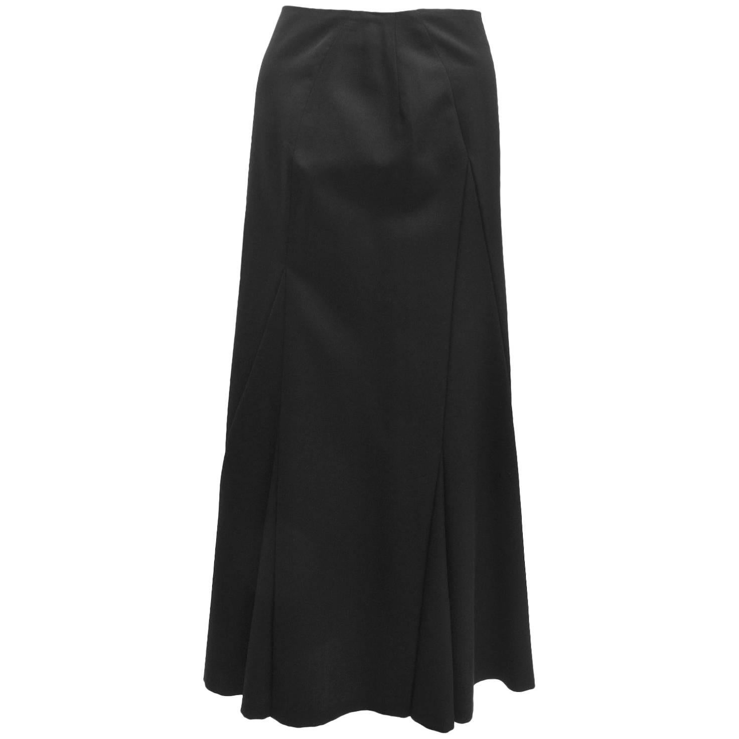 Yohji Yamamoto Noir Black Wool Panel Skirt  For Sale