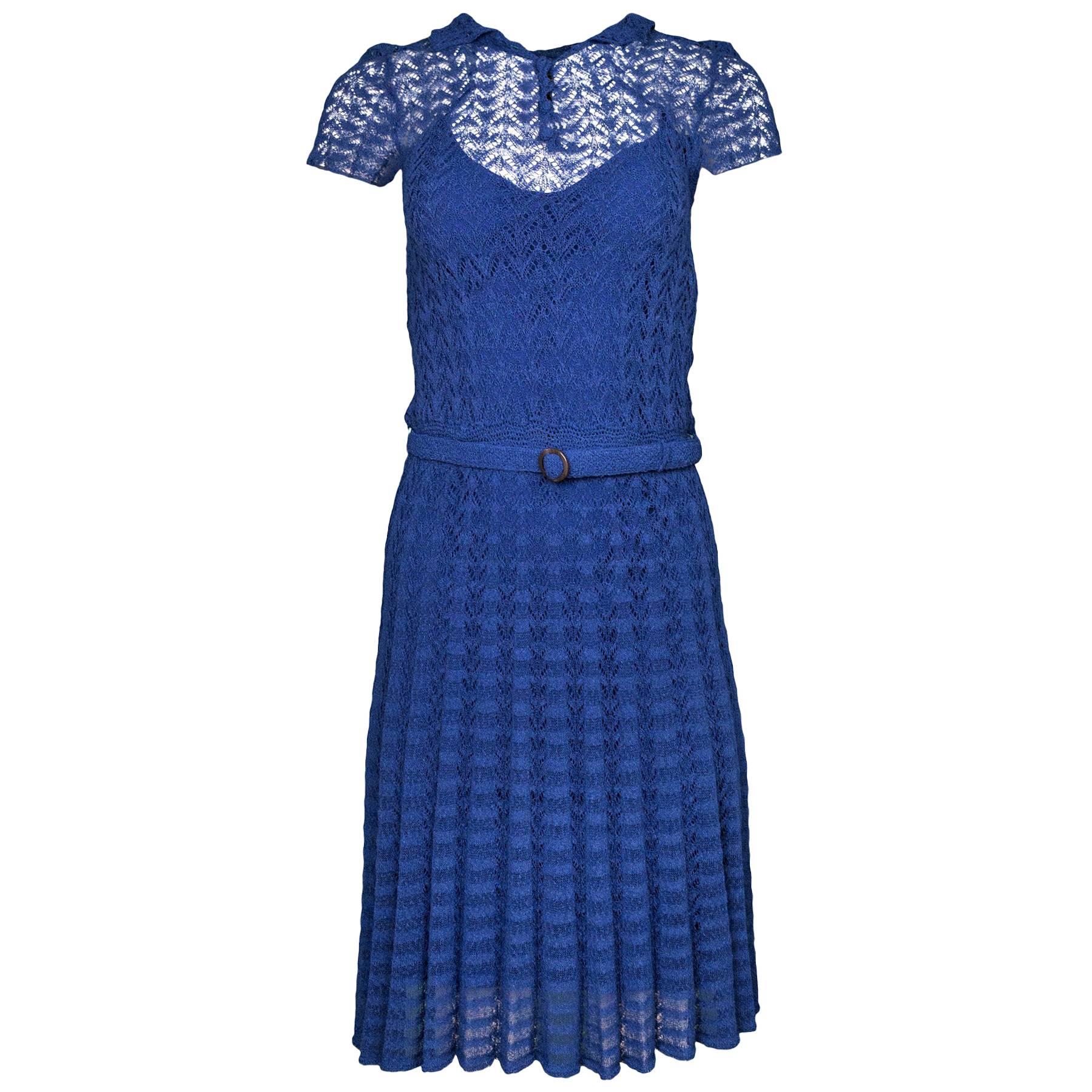 Ralph Lauren Blue Crochet Dress Sz US2