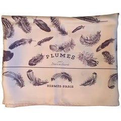 Hermes Scarf "Les Plumes" or Feathers in Light Pink 90cm