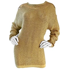 Marshall Rousso Vintage Gold Metallic Nietenpullover mit Nieten in Einheitsgröße 1980er