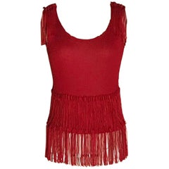 Issey Miyake Me Red - Canotta con frange e pieghe a ruga
