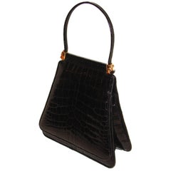 Judith Leiber Black Alligator Evening Purse 