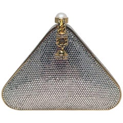 Judith Leiber Swarovski Crystal Triangle Minaudiere Evening Bag 