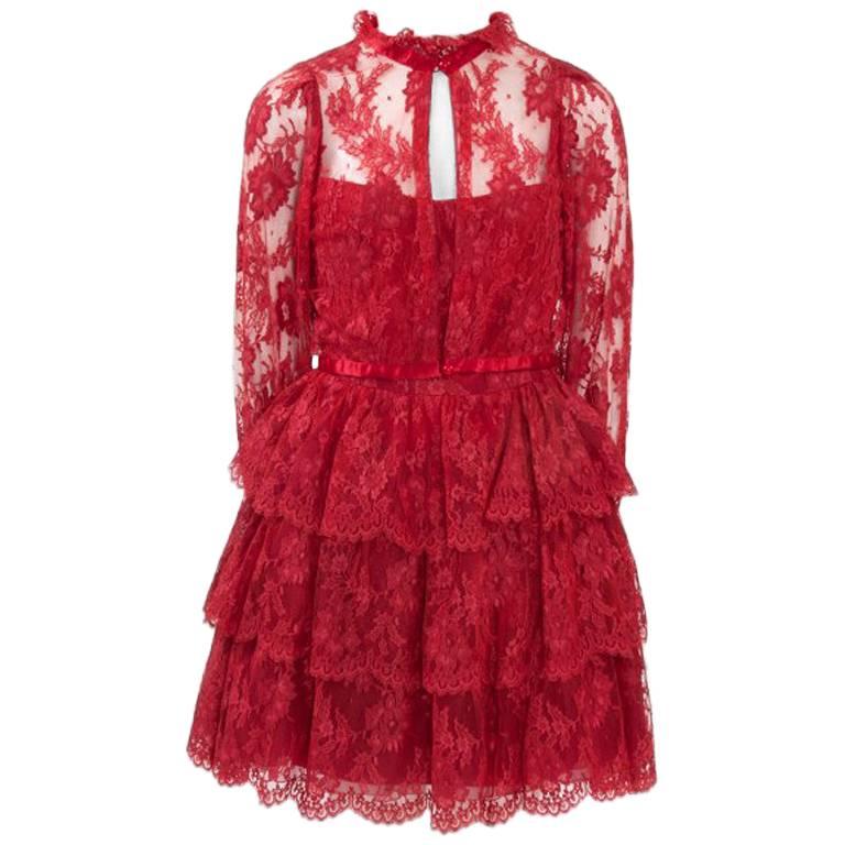 Torrente Ruffled Lace Mini Dress Suit 