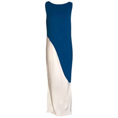 New Emilio Pucci Blue and White Jersey Column Maxi Dress Gown with Tags