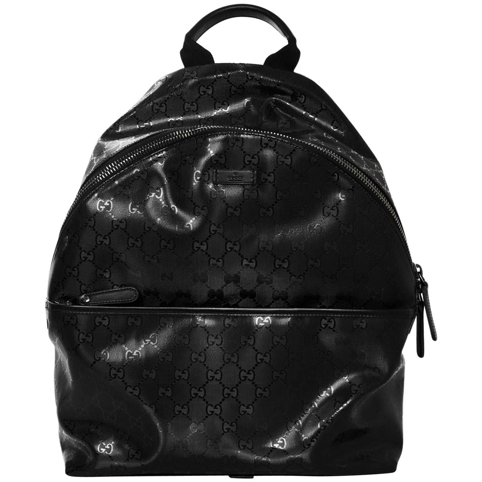 Gucci Unisex Black Like New GG Imprime Backpack Bag 