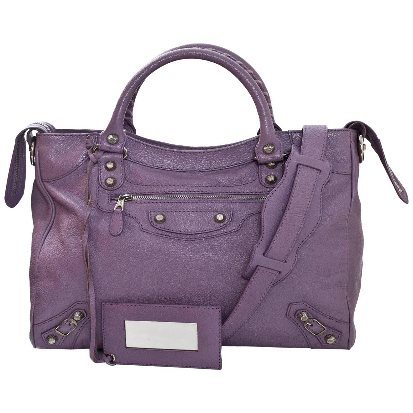 Balenciaga Lavender Chevre Giant 12 Silver Velo Messenger Bag