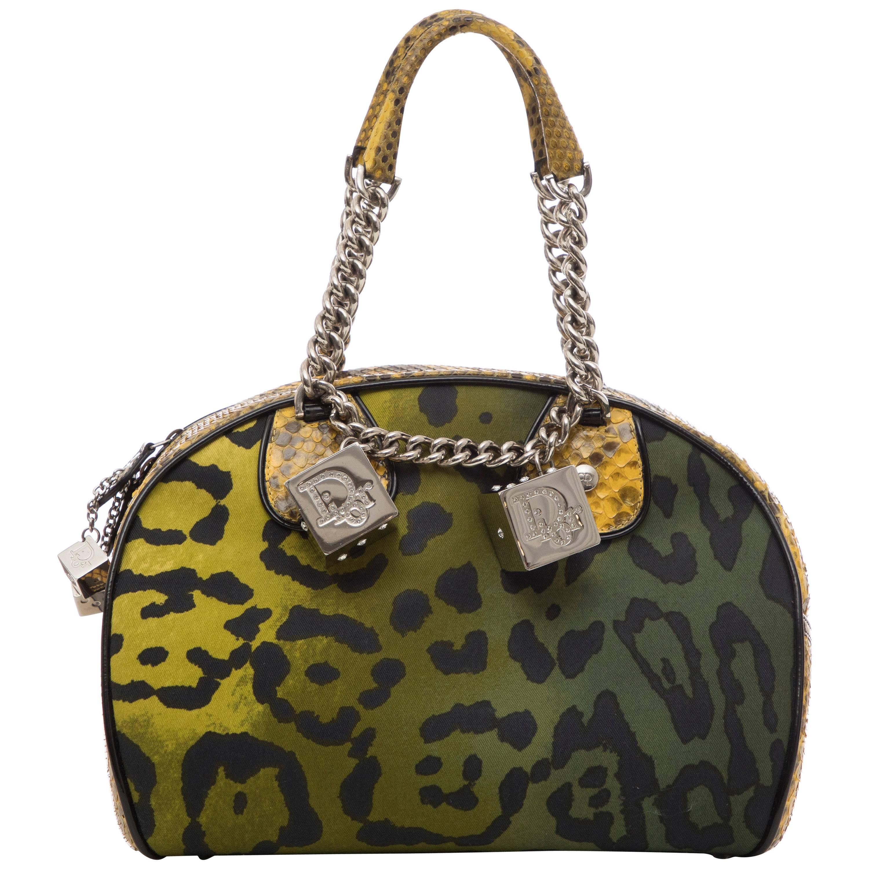 John Galliano Christian Dior Runway Leopard Python Gambler Handbag, Fall 2004