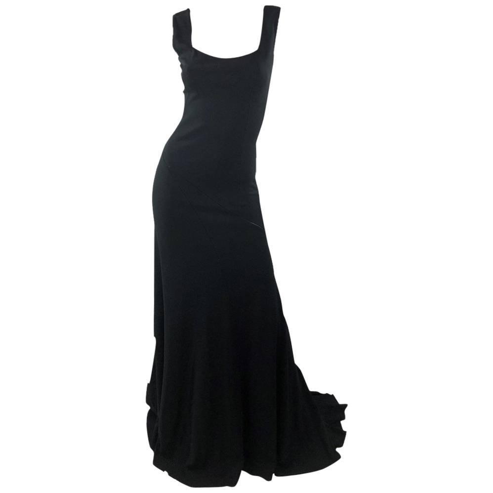 Azzedine Alaia Jet Black Sleeveless Gown, Medium For Sale