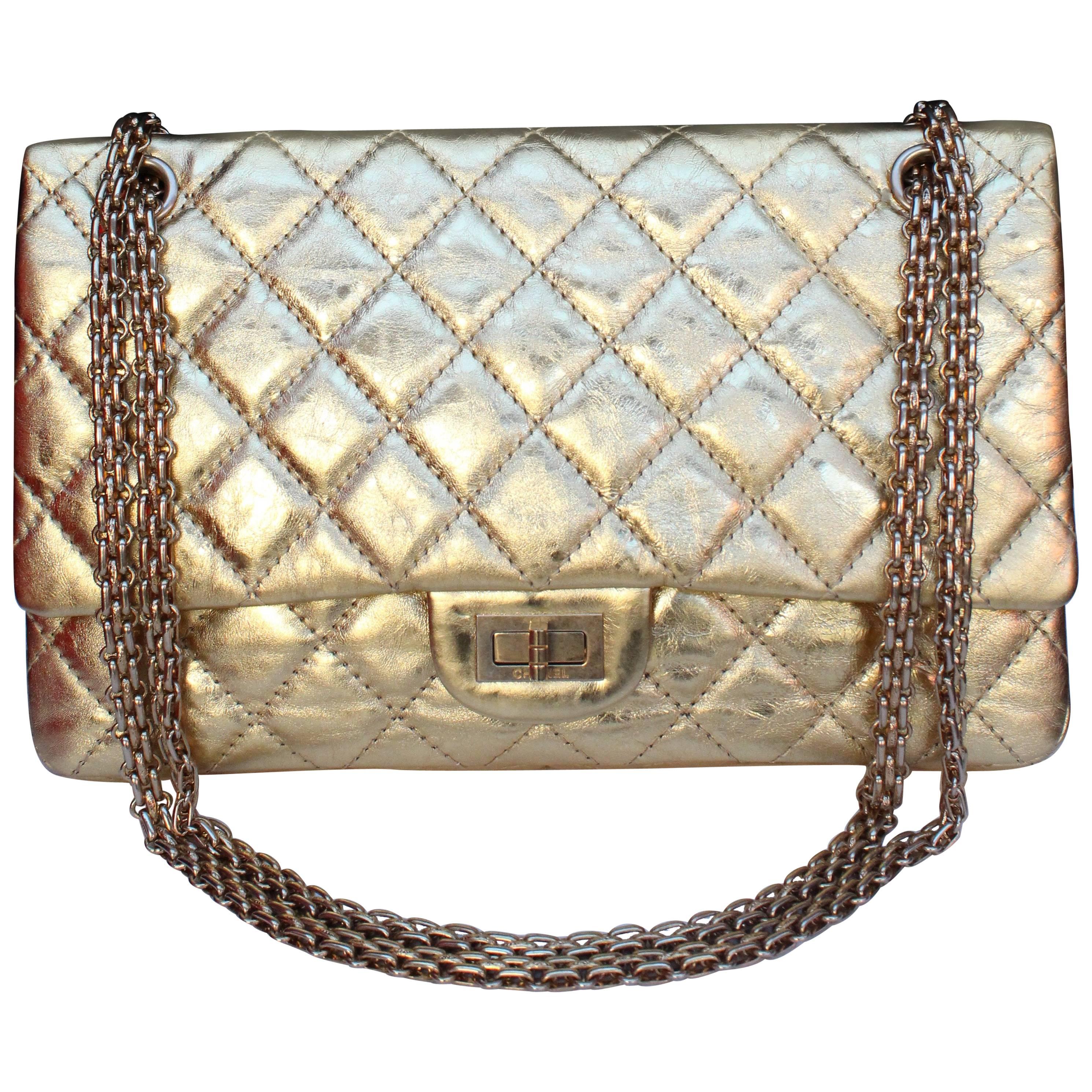 Chanel quilted golden leather bag, 2.55 Model, limited edition