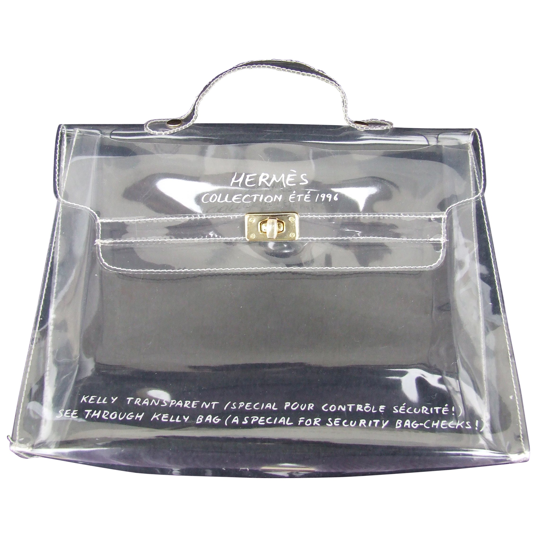 Hermes Collector See Through Kelly Bag Special Security Check In Hermes Collector See Through Kelly Bag Special Security Check In 1996 32 Cm At 1stdibs