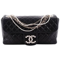 Chanel - Westminster - Sac à rabat en cuir d'agneau matelassé:: taille moyenne:: chaîne de perles