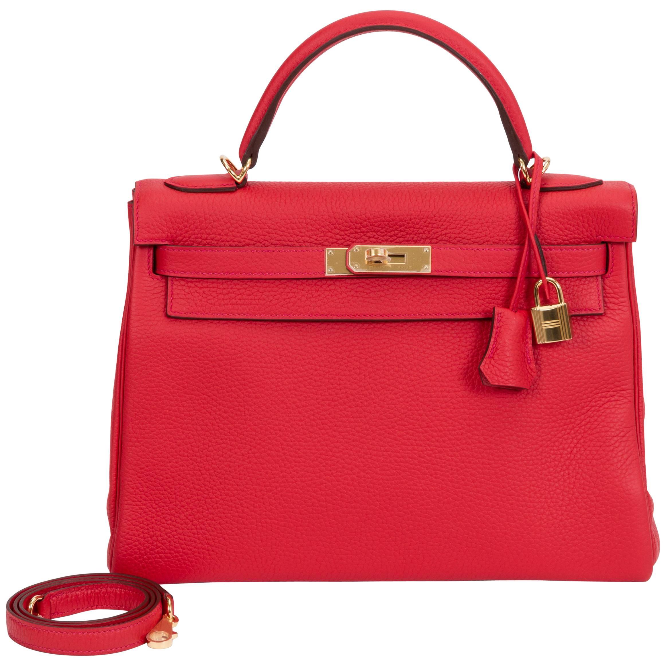 NEW in Box Hermès 32cm Rouge Tomate Kelly Bag 