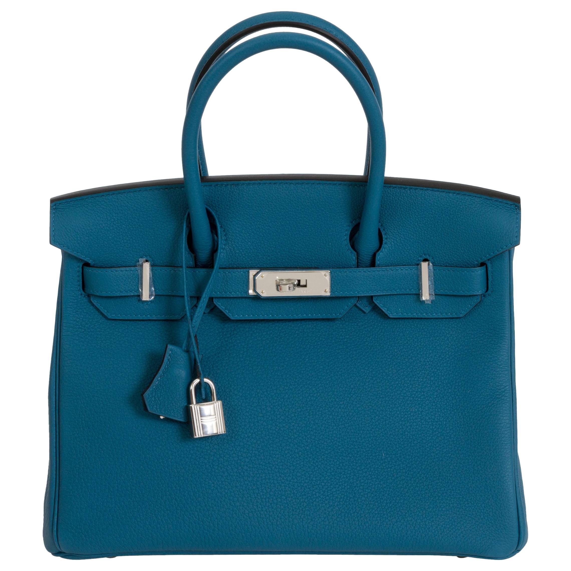 New Hermès 30cm Blue Togo Birkin Bag 