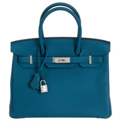 Neu Hermès 30cm Blau Togo Birkin Tasche