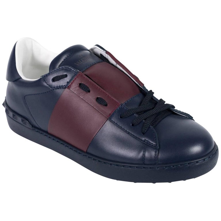 Valentino Mens Navy Burgundy Colorblock Leather Open Sneakers For Sale ...