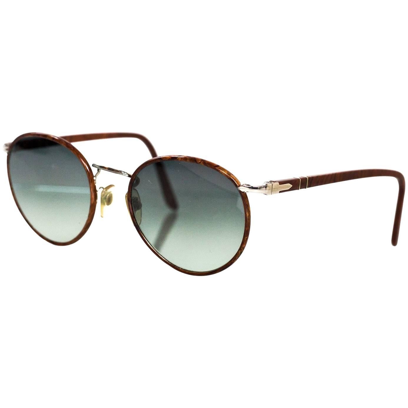 Persol Round Frame Tortoise Sunglasses with Case
