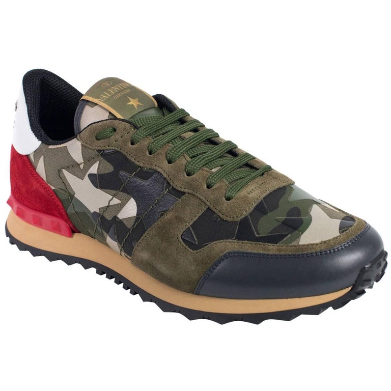 Valentino Mens Green Rockrunner Camustars Sneakers For Sale at 1stDibs ...
