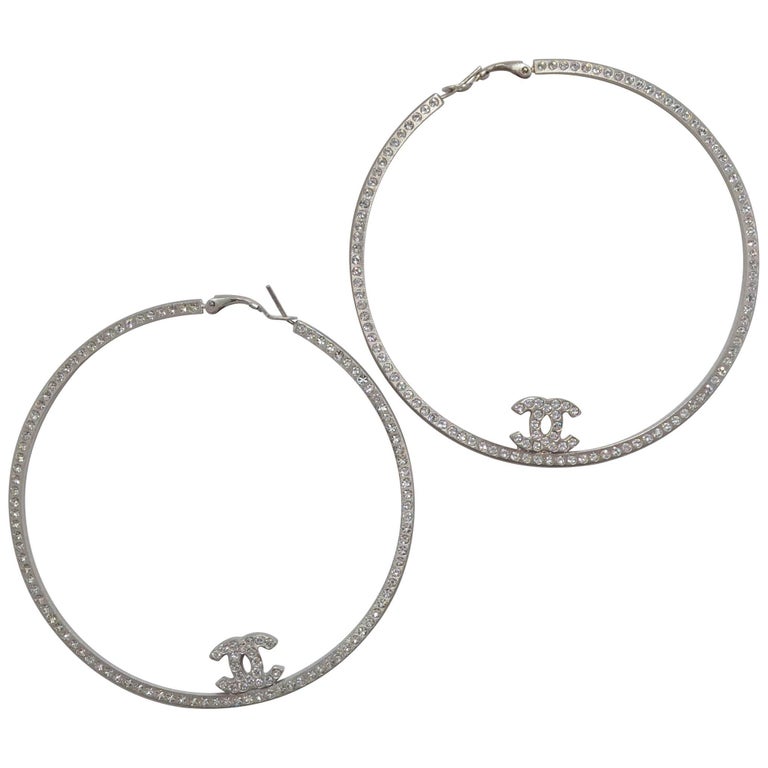 Chanel XL Crystal Boucles Oreille Hoop Earrings at 1stDibs  chanel hoop  earrings, chanel boucles oreille earrings, boucles oreilles chanel