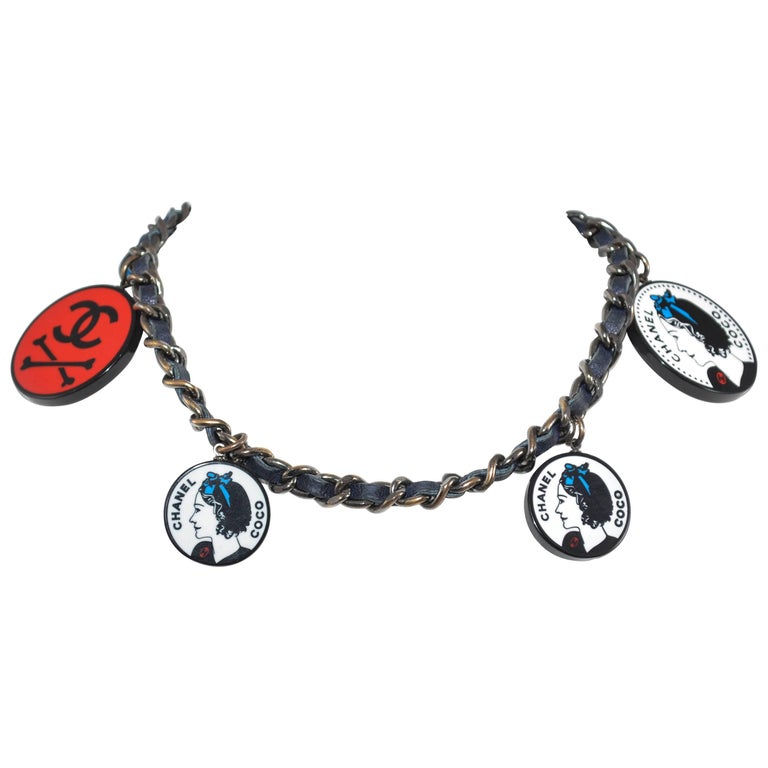 Coco Chanel Choker Graphic Plastic Charm on Chain Necklace at 1stDibs