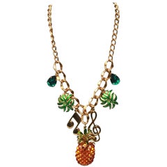 Dolce and Gabbana Gold 'Frutti' Tropicana Pendant Necklace 