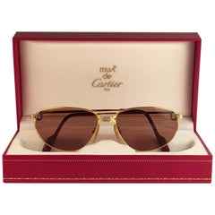 Cartier Panthere Windsor 57mm Cat Eye Sunglasses 18K Heavy Plated France