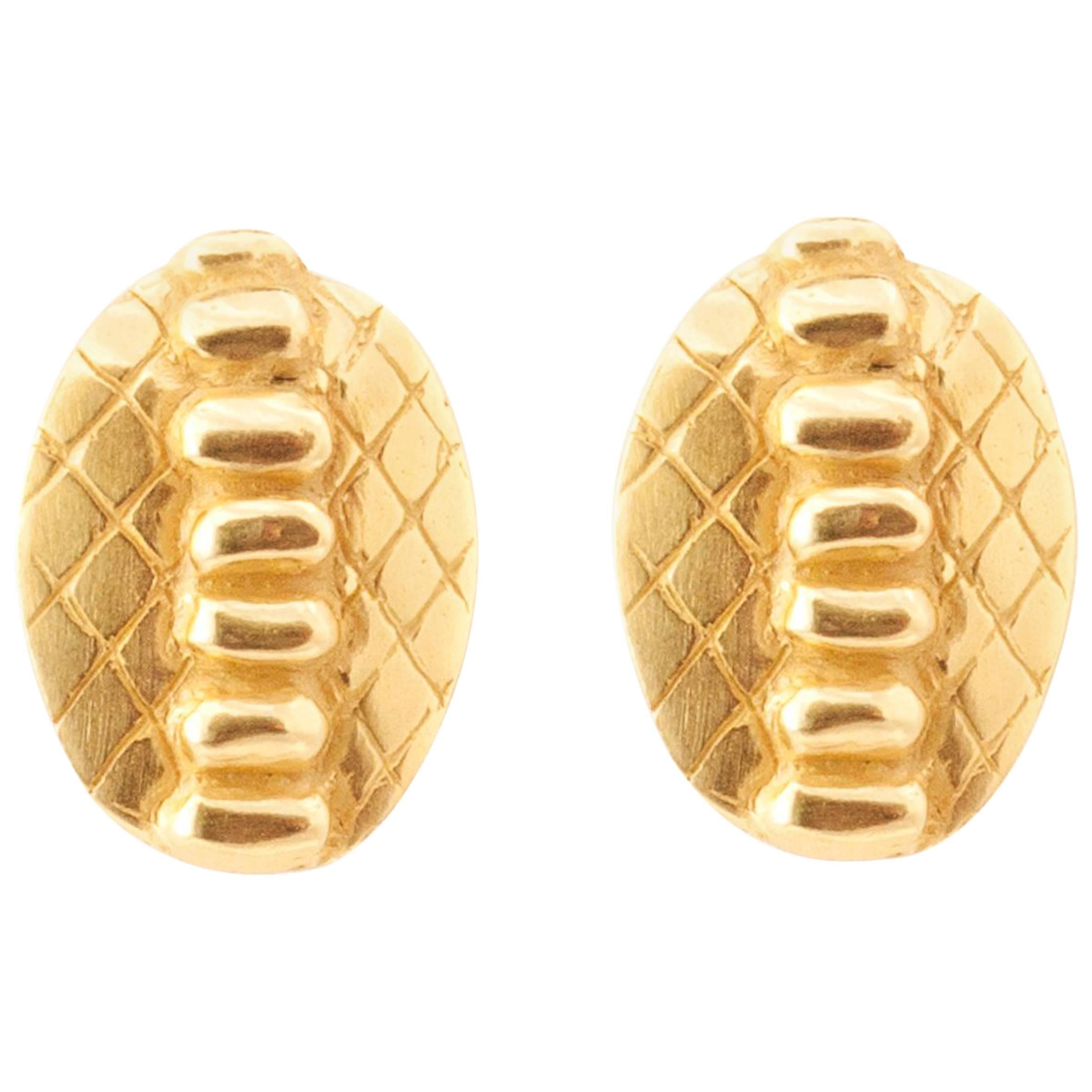 Giulia Barela Skin Mini Gold Plated Bronze Earrings For Sale