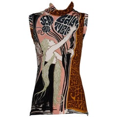 Jean Paul Gaultier Art Nouveau Fairy Graphic Jersey Knit Tank Top or Shirt