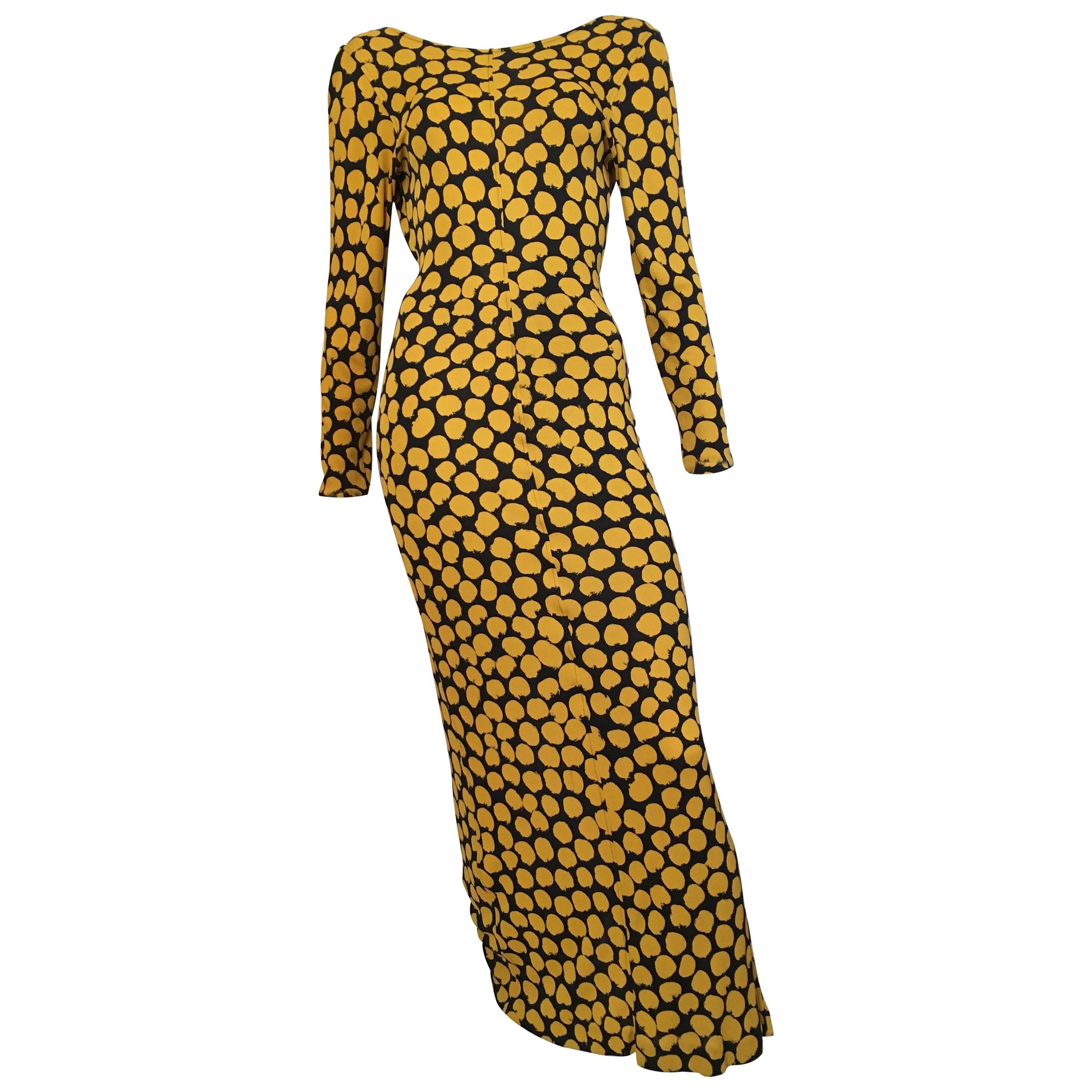 Missoni Yellow & Black Polka Dot Gown Size 4.