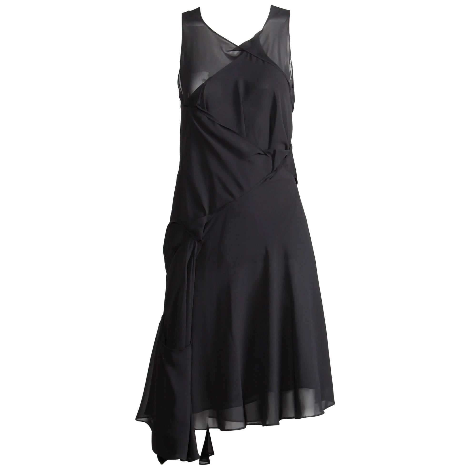 Junya Watanabe Comme des Garcons Avant Garde Black Draped Asymmetric Dress For Sale