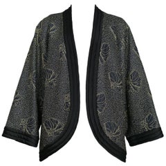 Yves Saint Laurent Vintage Black Kimono Jacket with Gold Embroidered Sea Shells