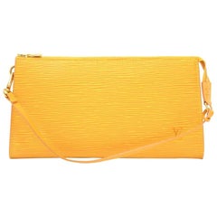 Louis Vuitton Pochette Accessories Yellow Epi Leather Hand Bag at 1stDibs