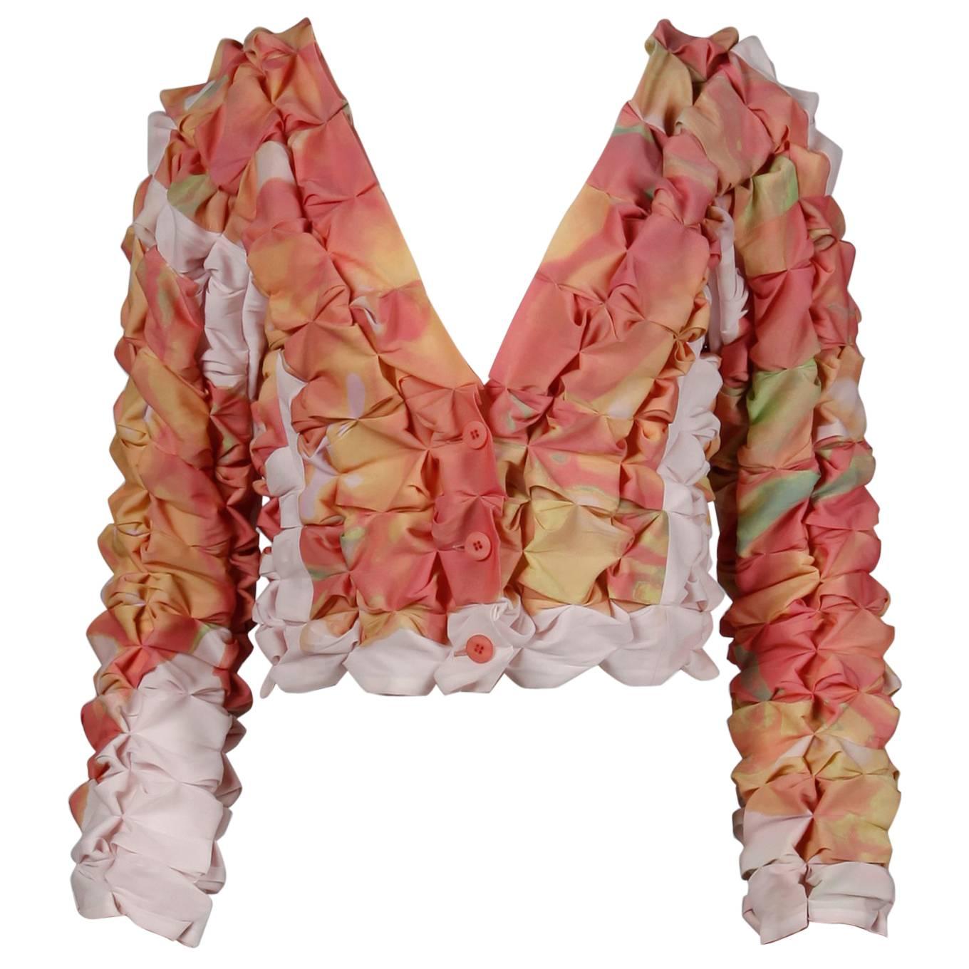 Issey Miyake Vintage Multicolor Pleated 3-D Pucker Jacket or Cardigan