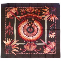 Hermes "Brazil" Brown Silk Scarf  by Laurence Bourthoumieux 