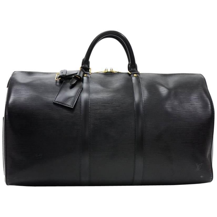 Vintage Louis Vuitton Keepall 50 Black Epi Leather Travel Bag 