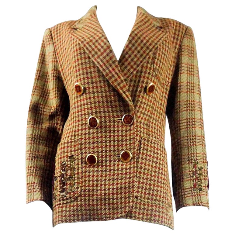 Veste en laine à carreaux de Christian Lacroix Circa 1990 en vente
