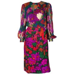 Donald Campbell Silk Chiffon and Silk Dress