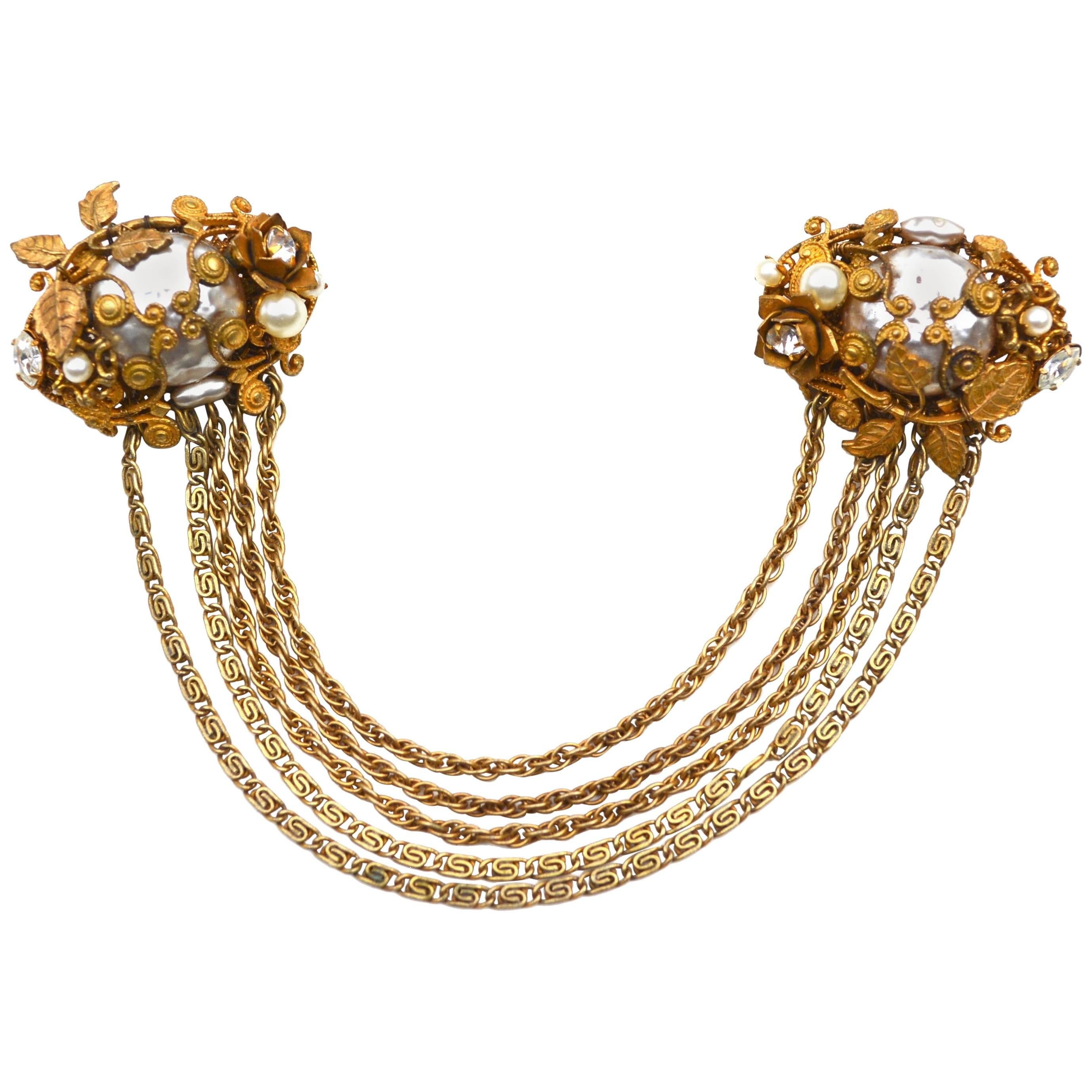 Miriam Haskell Oversized Chain Brooch
