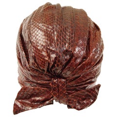 Neiman Marcus Custom Sienna Snakeskin Turban, 1950s